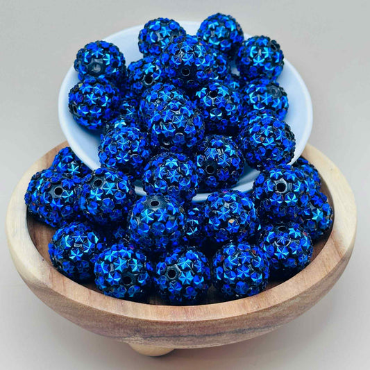 20mm Bluetiful Rhinestone Acrylic Beads