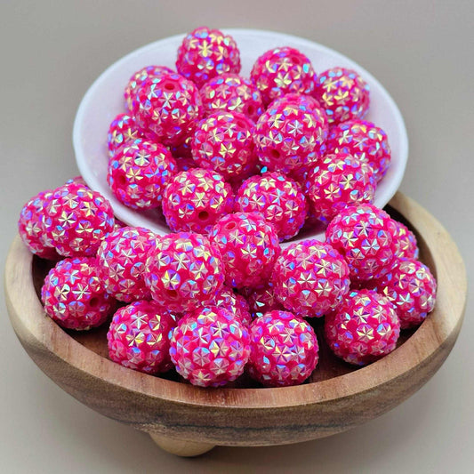 20mm Pretty In Pink Rhinestone Acrylic Beads