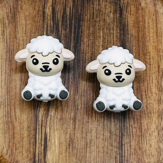3D White Lamb Focal Bead