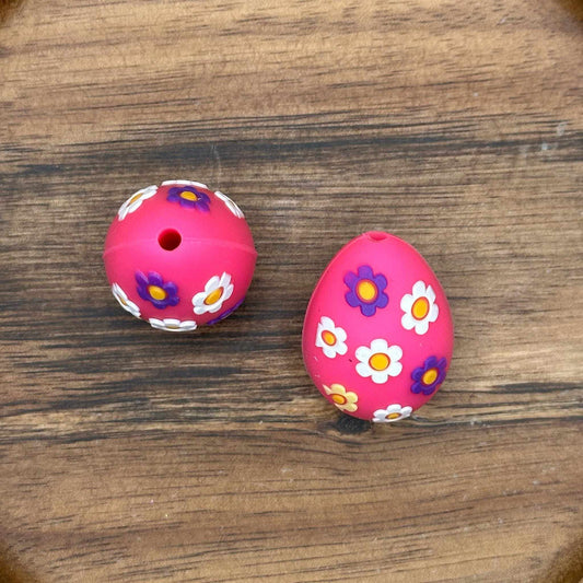 3D Pink Easter Egg Focal Bead