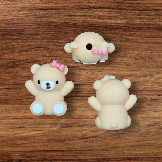 3D Light Tan Bear Focal Bead
