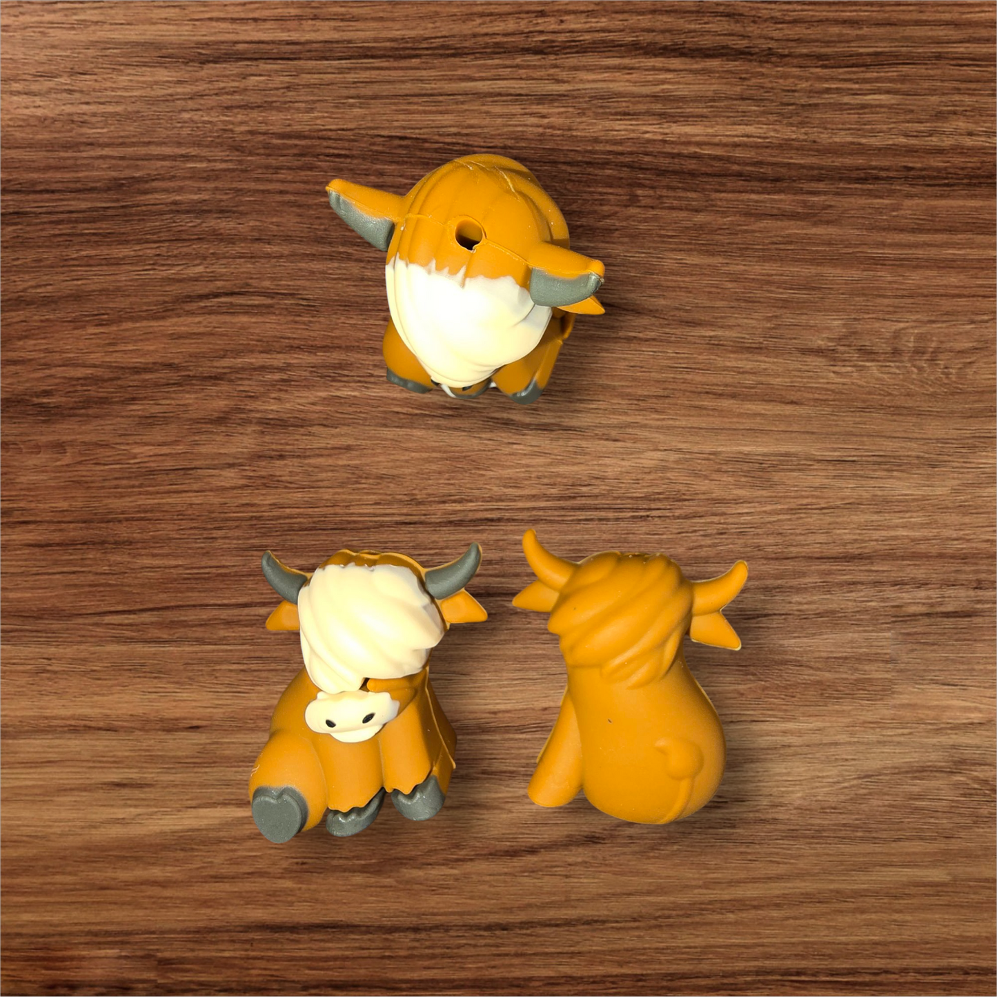 3D Rust Colored Highland Cow Focal Bead