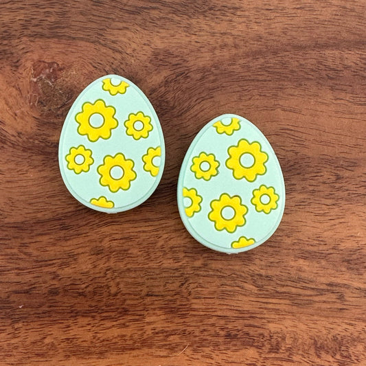 Mint Flower Egg Focal Bead